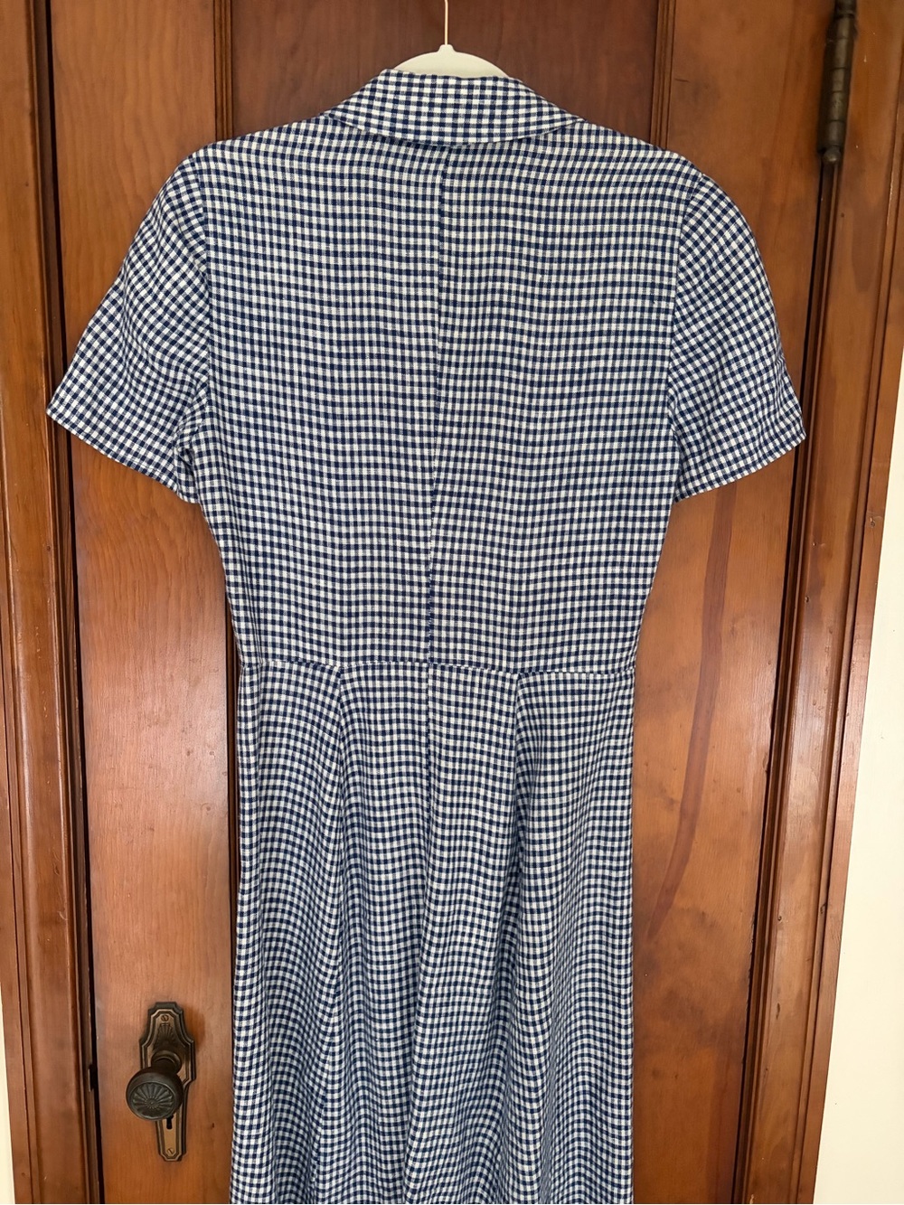 Reformation Navy & White Gingham Linen Shirt Dress - Picture 4 of 5
